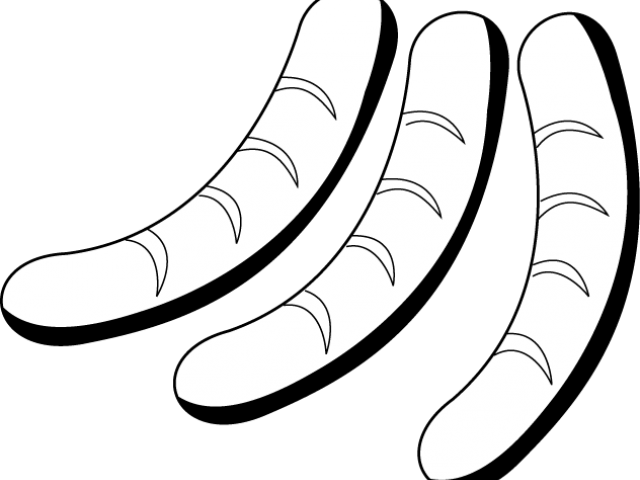 Sausage Clipart Black And White - Line Art (640x480)