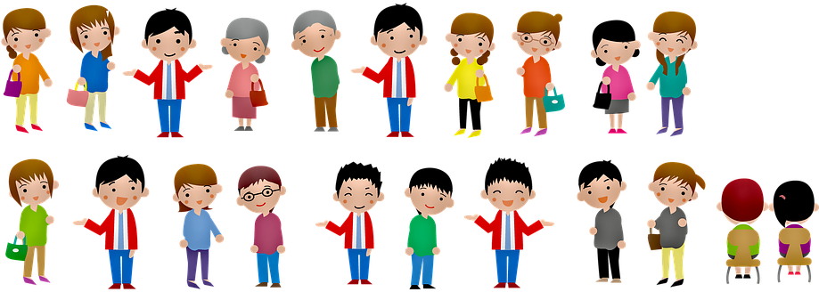 People, Man, Women, Grandma, Grandpa - Cartoon People Png (918x340)