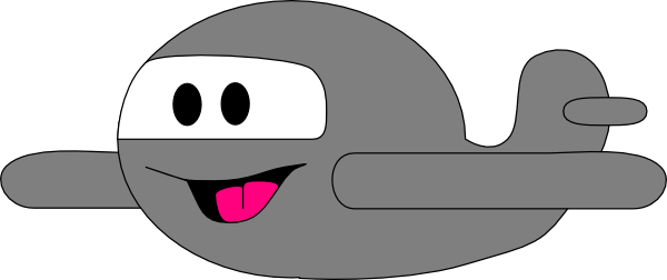 Gray Clipart Airplane - Cartoon Airplane (600x252)