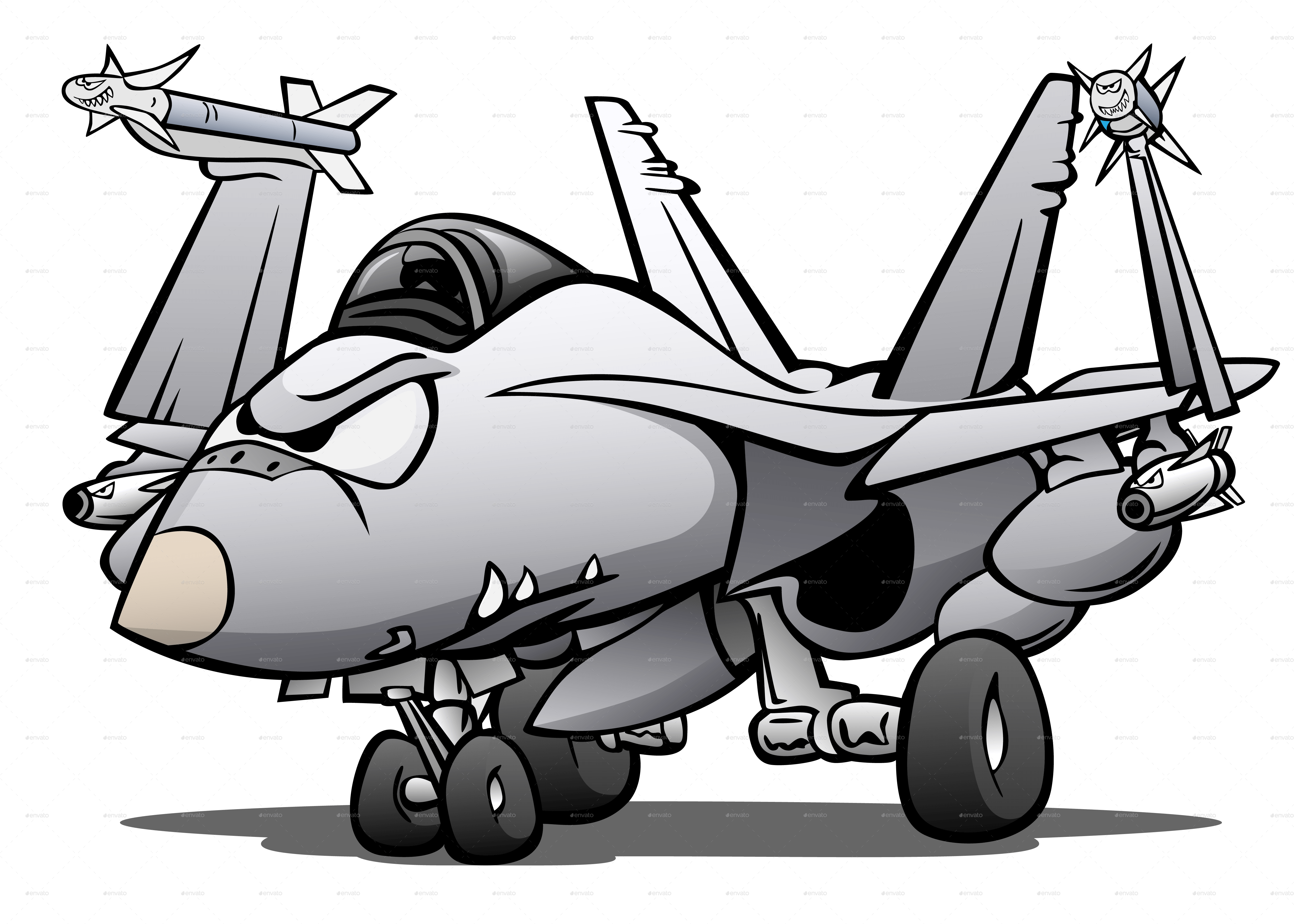Military Naval Fighter Jet Airplane Cartoon By Jeffhobrath - Cartoon Fighter Jets (5000x3569)