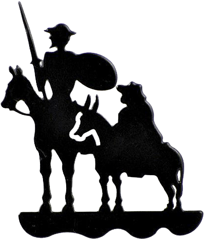 Silueta De Perfil De Don Quijote Y Sancho Panza Con - Silueta De Don Quijote Y Sancho (468x528)