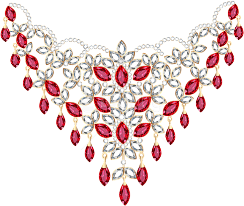 Free Png Download Transparent Diamond And Ruby Necklace - Diamond Necklace In Png (850x705)