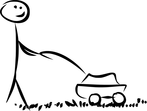 Svg Png - Stick Figure Mowing The Lawn (512x385)