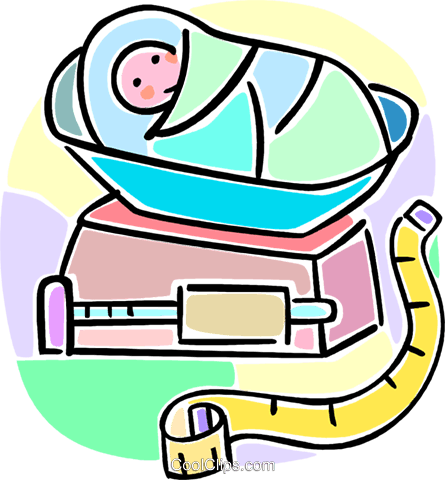 Newborn Being Weighed And Measured Royalty Free Vector - Newborn Being Weighed And Measured Royalty Free Vector (445x480)