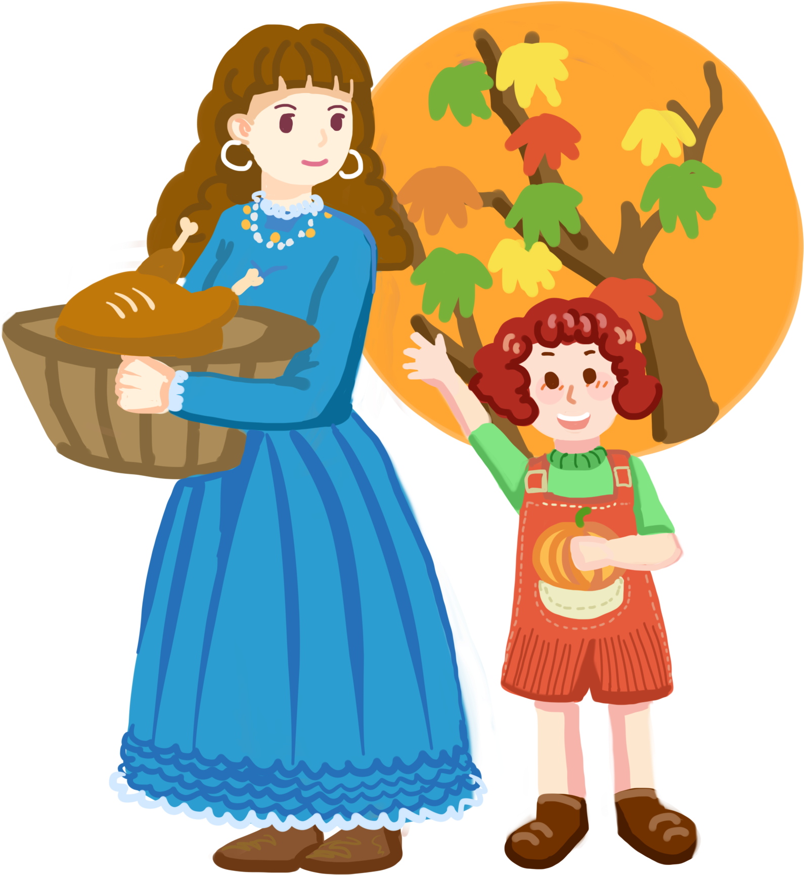 感恩节卡通手绘风感恩妈妈 - Thanksgiving (2000x2000)