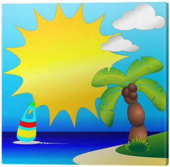 Tableau Sur Toile Palmier Sur La Plage Tropicale Clip - Illustration (400x400)