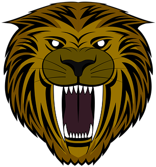 Tiger, Saber Tooth Cat, Roar, Logo - Saber Toothed Tiger Clipart (453x340)