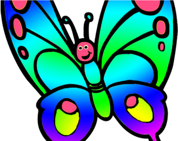Rainbow Butterfly Clipart Color Full - Flying Butterfly Clip Art (640x480)