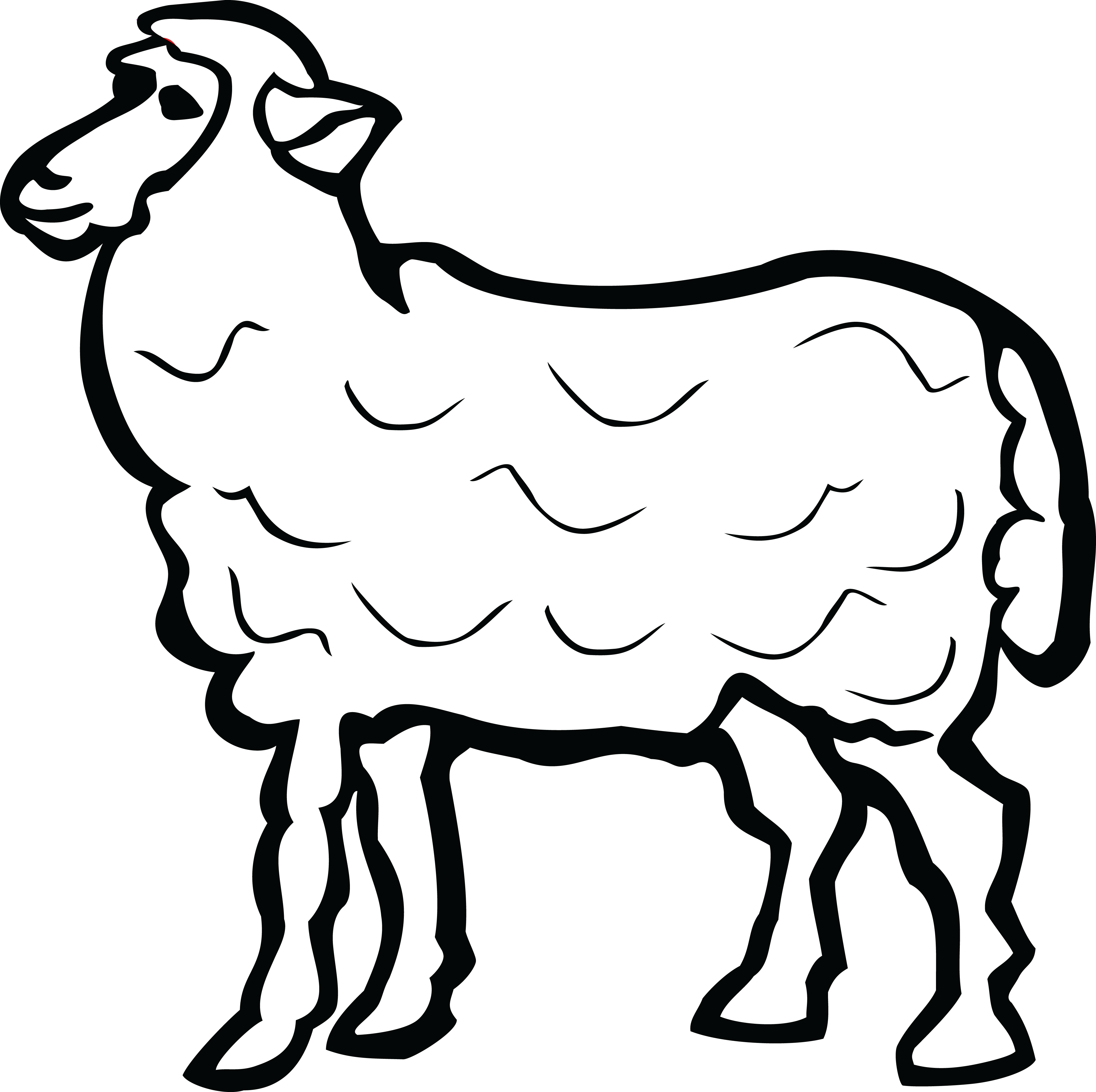 Free Clipart Of A Lamb - Sheep Black And White Clipart Jpeg (4000x3984)