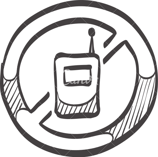 Sketch Icon Of A No Cell Phone Sign - No Cell Phone Sketch (550x546)