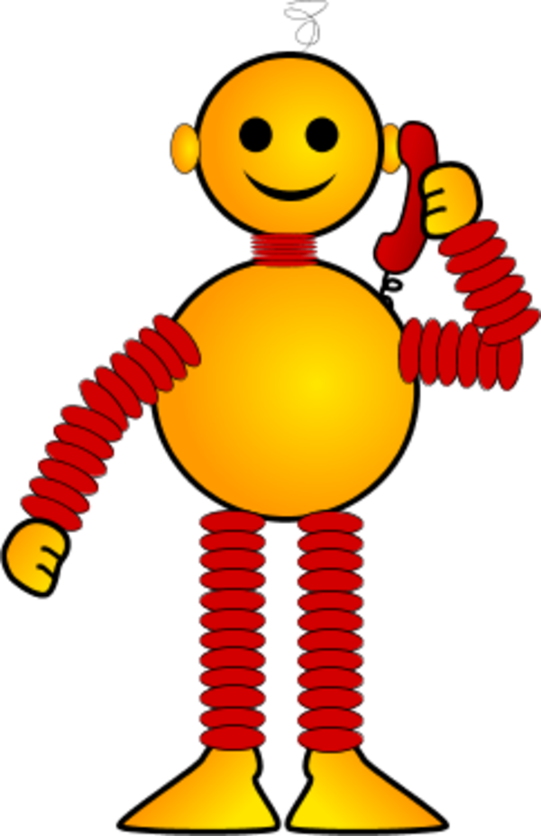 Robot Talking On Telephone - Tongue Twister Robot (600x927)