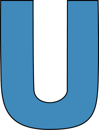 Blue Alphabet Letter U - Blue Letter U Clipart (422x550)