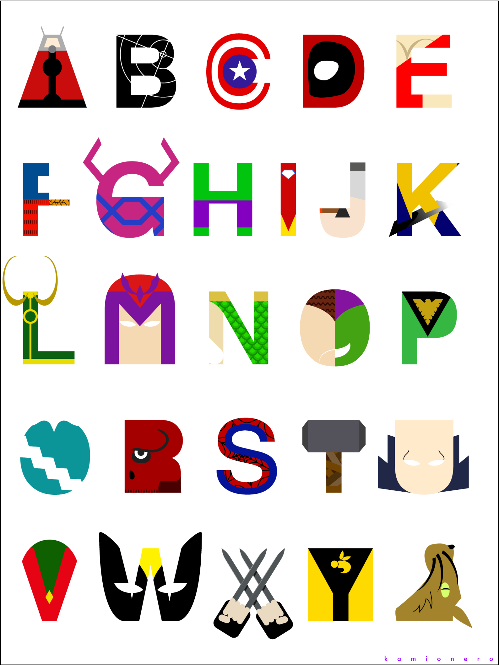 Marvel Alphabet By Kamionero Marvel Alphabet By Kamionero - Marvel Alphabet (1600x2129)