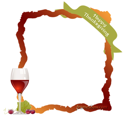 Happy Thanksgiving Photo Frame - Wine Glass Vector (416x382)