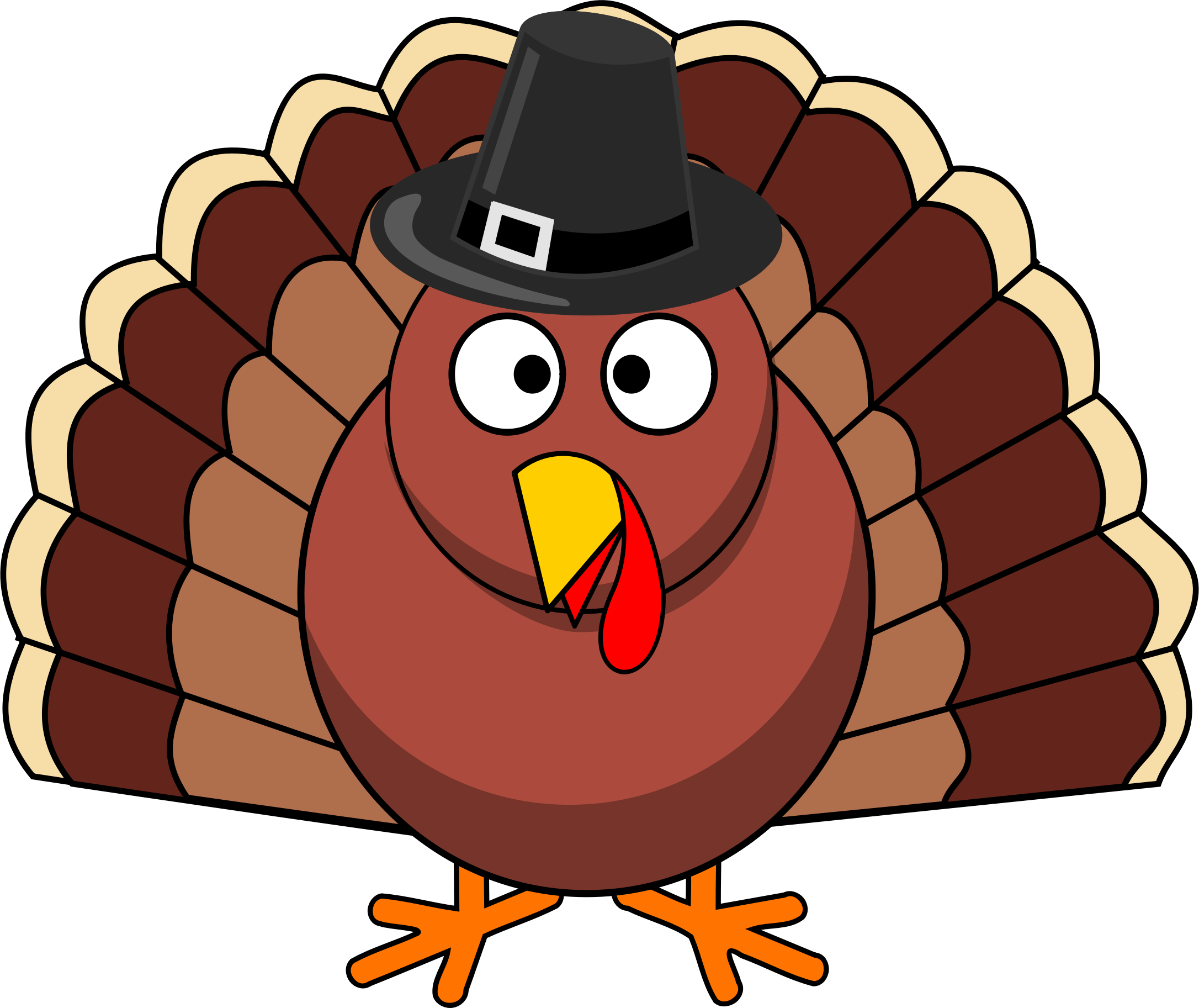 Thanksgiving Turkey With Black Hat - Thanksgiving Png (2172x1825)
