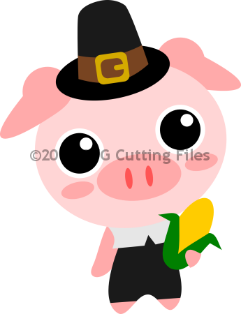 Pilgrim Pig - Pig In A Pilgrim Hat (345x450)