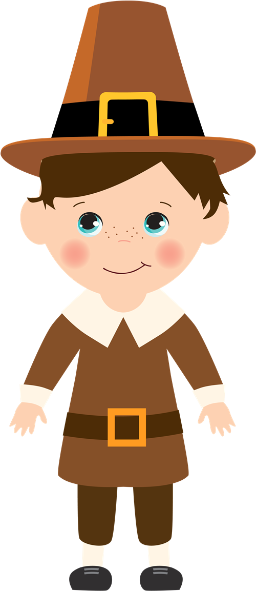 Thanksgiving Pilgrim - Cartoon (500x1153)