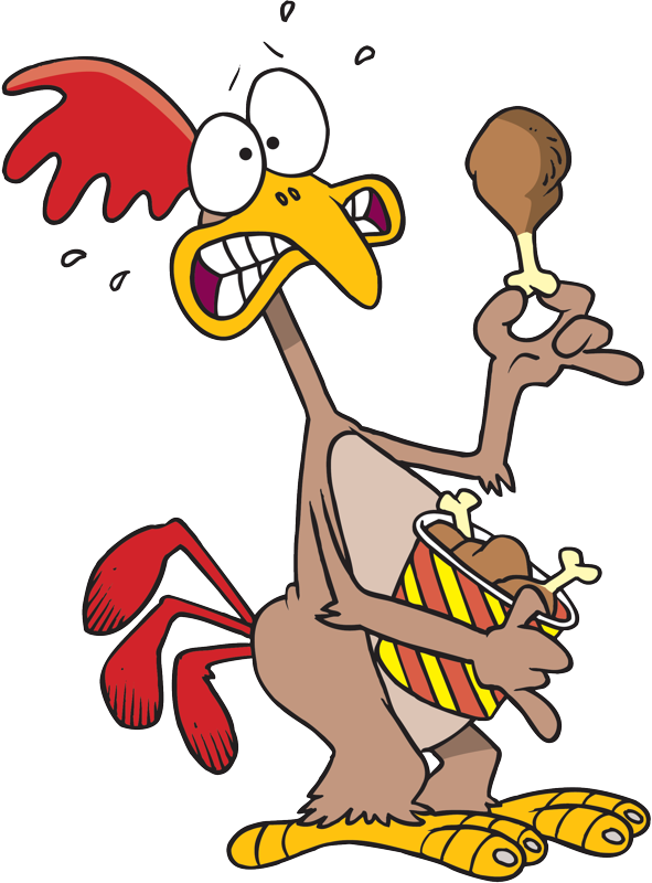 Chicken Eating Chicken Cartoon - (591x800) Png Clipart Download
