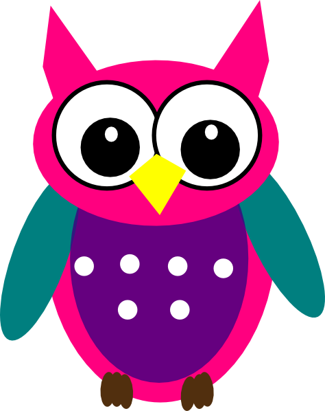 Owl Clipart Turquoise - Turquoise And Pink Owls (474x598)