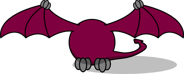 Purple Teradactyl Body Only Clip Art At Clker - Dinosaur Wings Clipart (600x242)
