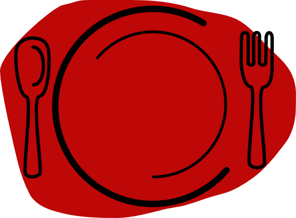 Plate Clipart Small - Spoon And Fork (600x442)