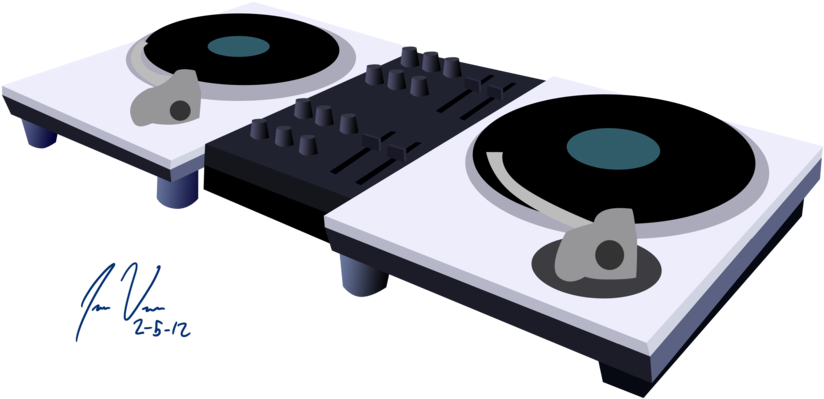 Turntables Png Cliparts - Dj Turntables Cartoon (900x413)