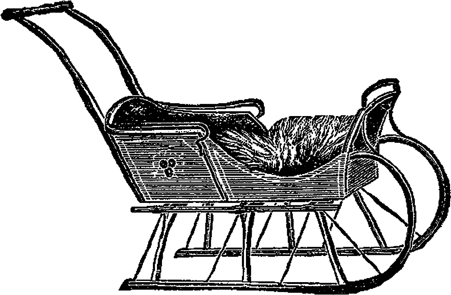 Clip Art Child Vintage 1913 Wood Sleigh - Wood (1600x1093)