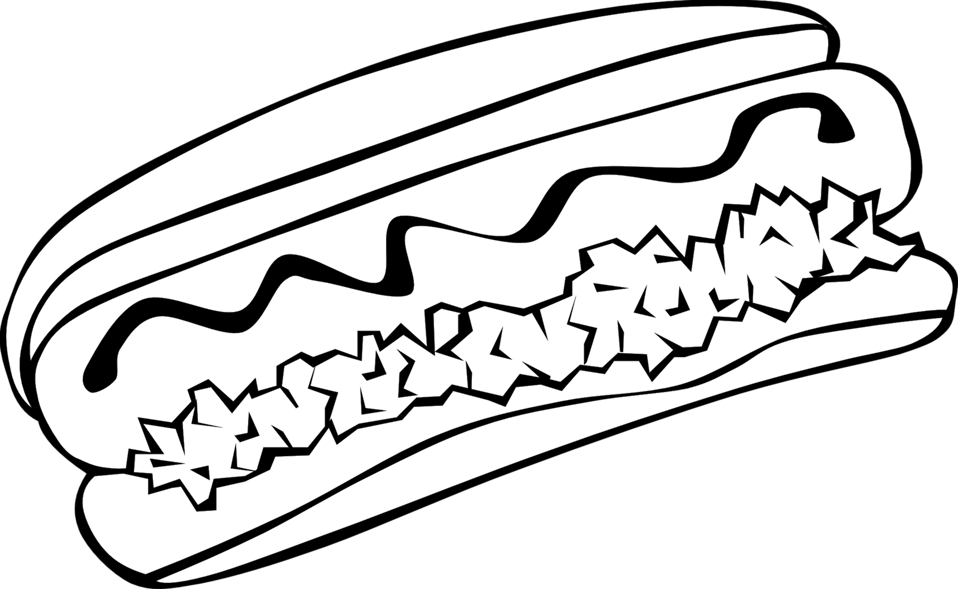Public Domain Clip Art Image Fast Food, Lunch Dinner, - Chili Dog Clipart Black And White (958x589)