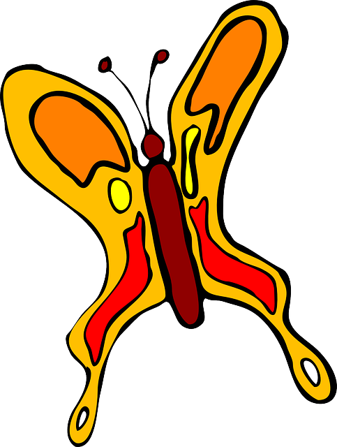 Big Orange Butterfly Drawing - Farfalla Stilizzata (483x640)