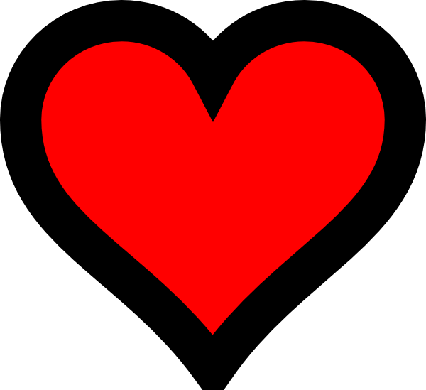 Heart Outline Png Clip Art - Red Heart Black Outline (600x549)
