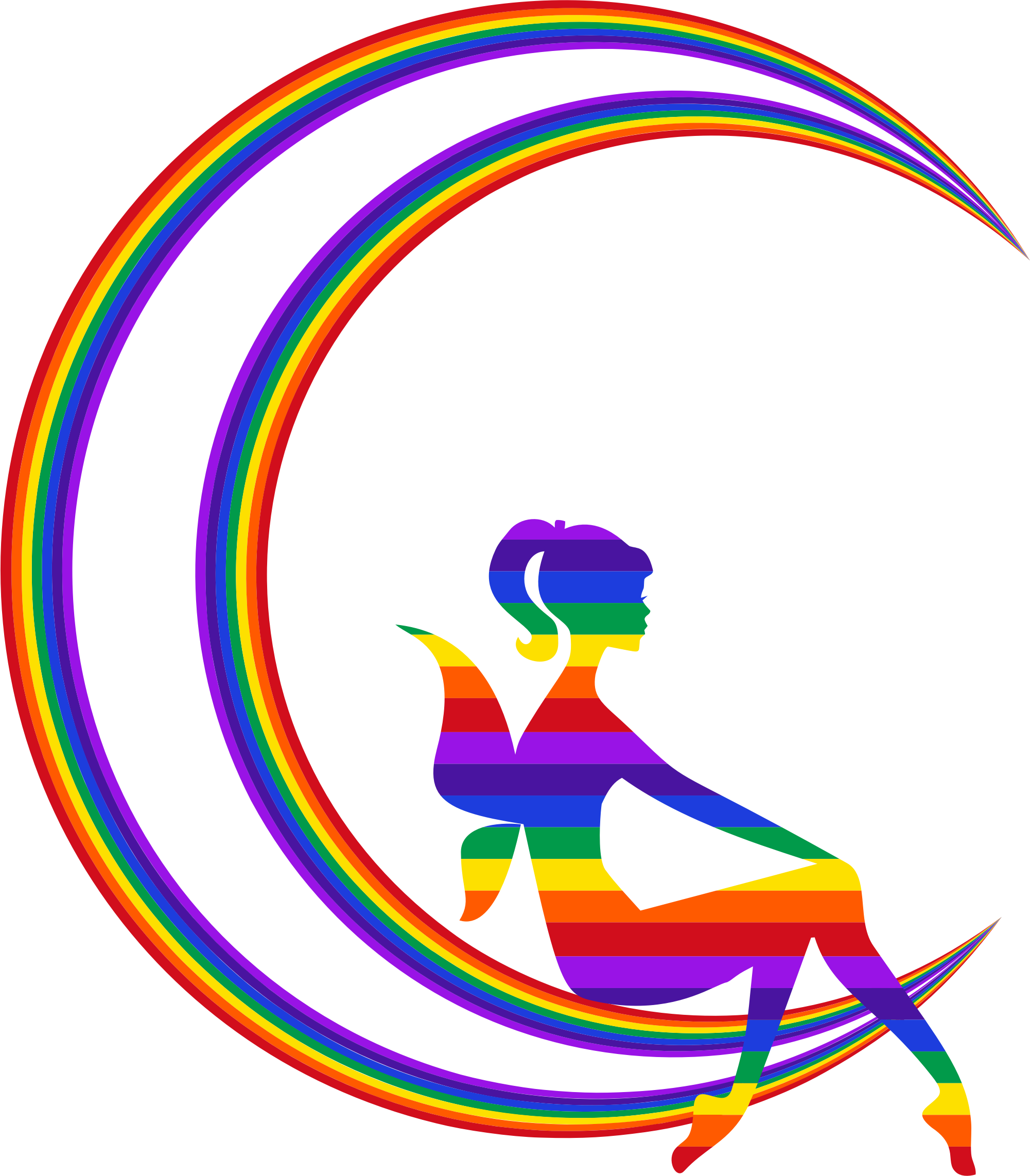 Fairy Relaxing On The Rainbow Crescent Moon - Clip Art Rain Bow (2001x2284)