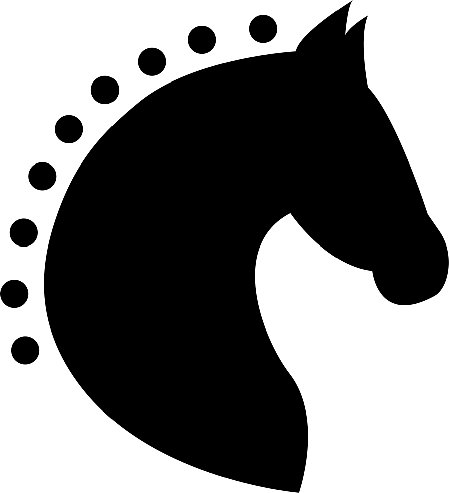 Head Horse Silhouette Side View With Horsehair Of Dots - Horse Silhouette (894x980)
