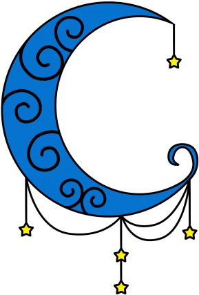 Blue Moon Tattoo With Stars For Girls - Moon With Hanging Stars (450x450)