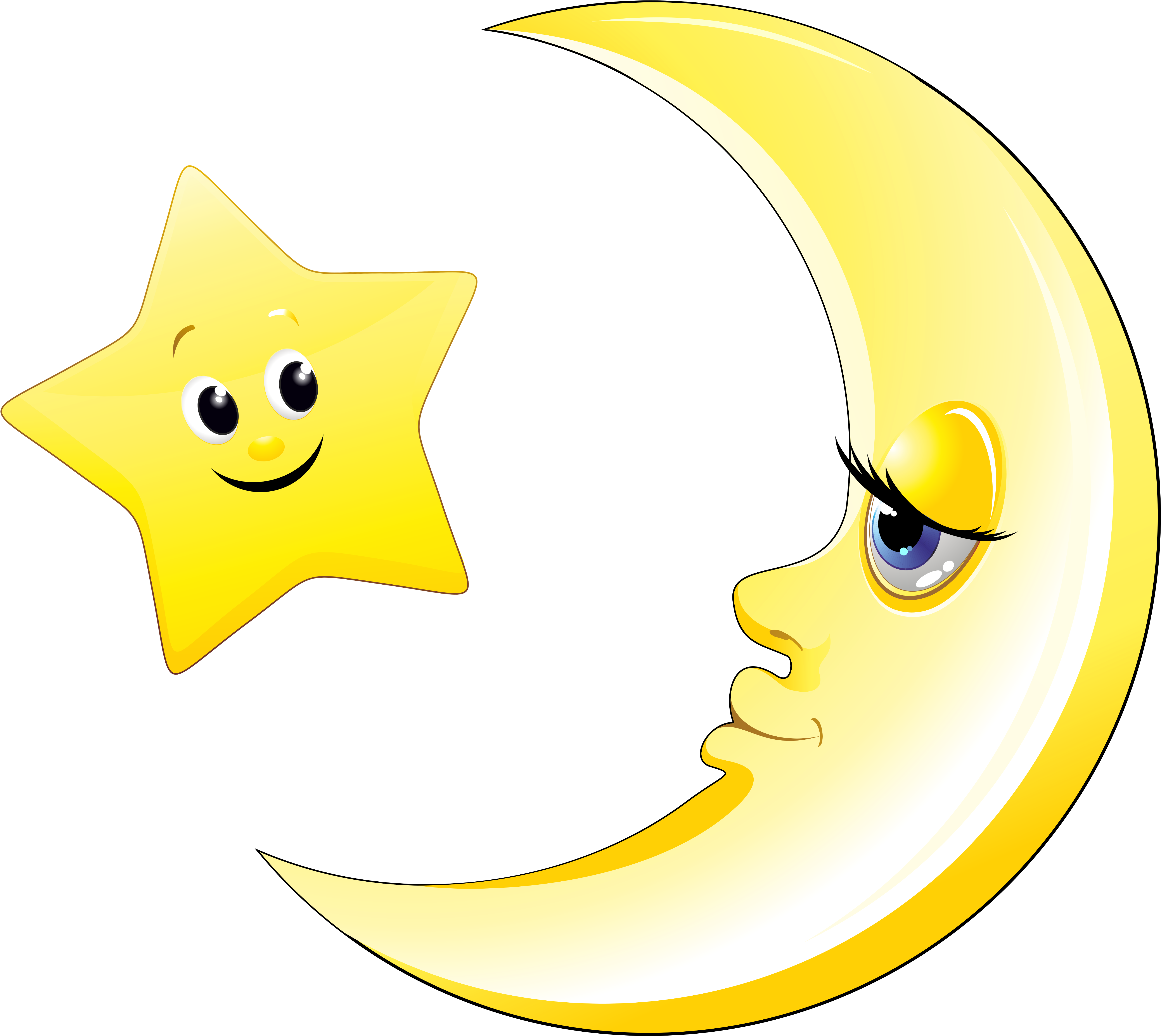 Transparent Cute Moon And Star Clipart Picture - Dibujos Lunas Y Estrellas (5632x5190)