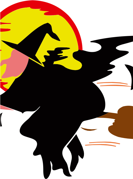 Witch Over Harvest Moon Clip Art - Car Stickers Flying Witch Sticker (2400x3394)