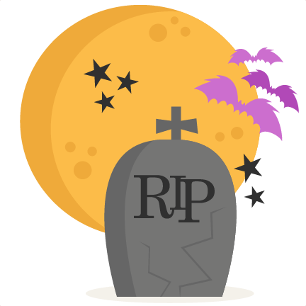 Tombstone With Moon Svg Scrapbook Cut File Cute Clipart - Cute Tombstone Clip Art (432x432)
