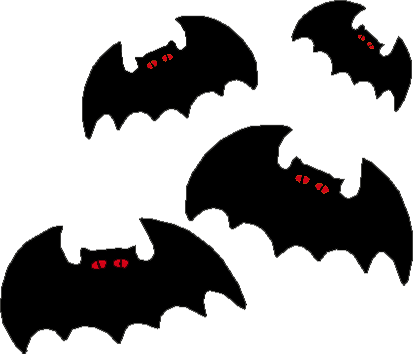 Bat Covens Free Halloween Graphics Clipart - Bats With No Background (413x354)