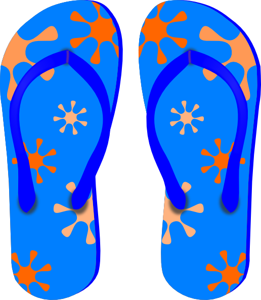 Green Polka Dot Flip Flops - Blue Flip Flop Clip Art (516x593)