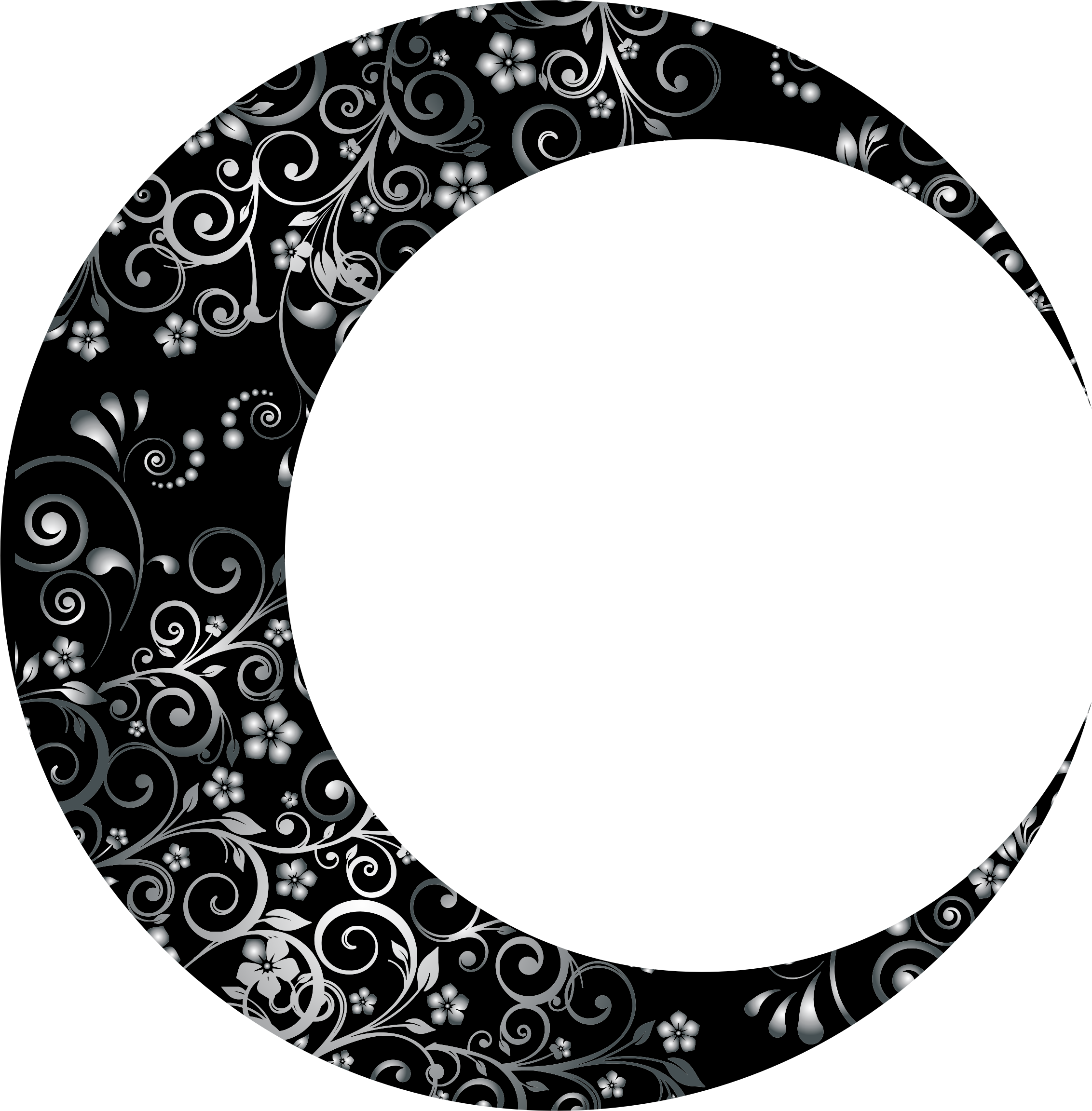 This Free Icons Png Design Of Prismatic Floral Crescent - Clip Art Crescent Moon (2264x2304)