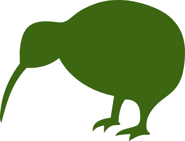 Green Kiwi Bird Png Clip Art - Kiwi Bird Silhouette (640x487)