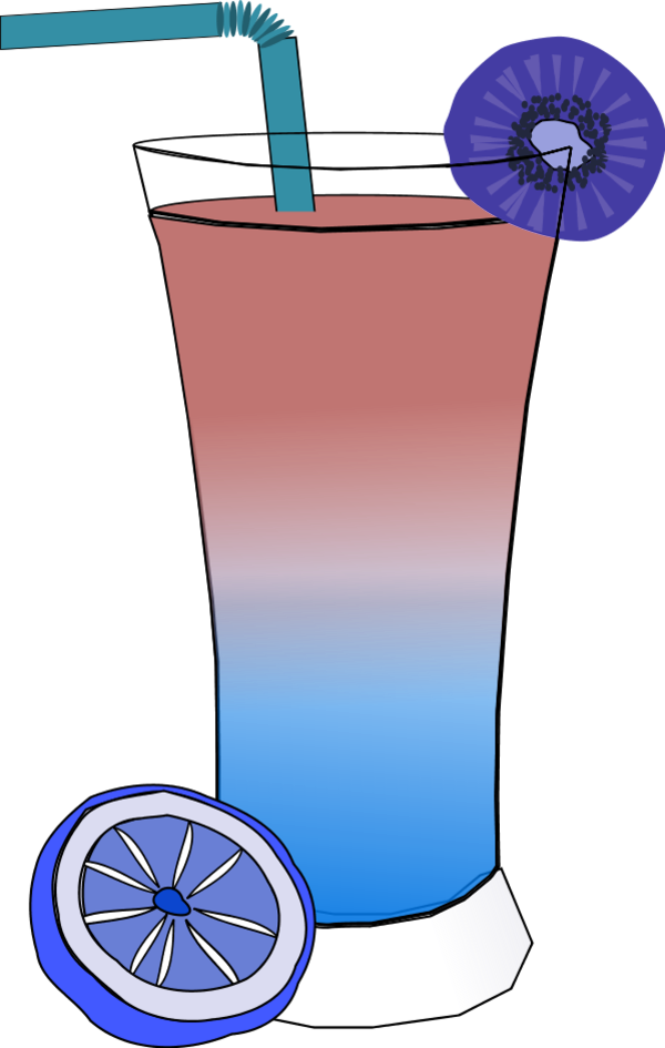 Fruit Cocktail Drink With Straw And Lemon Piece - Drink Clip Art (600x945)