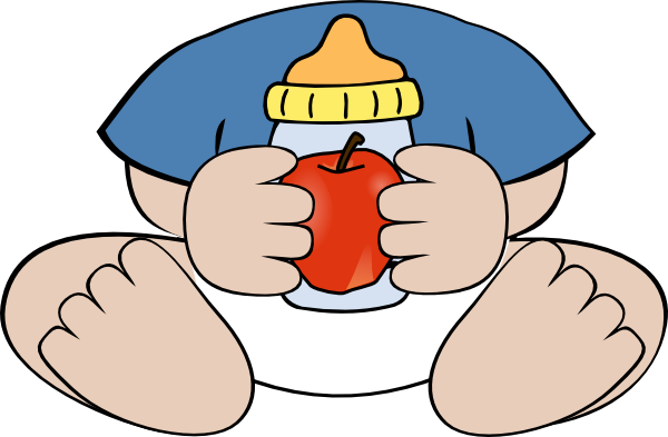 Baby With Apple Juice Clip Art - Baby Girl Clip Art (600x393)