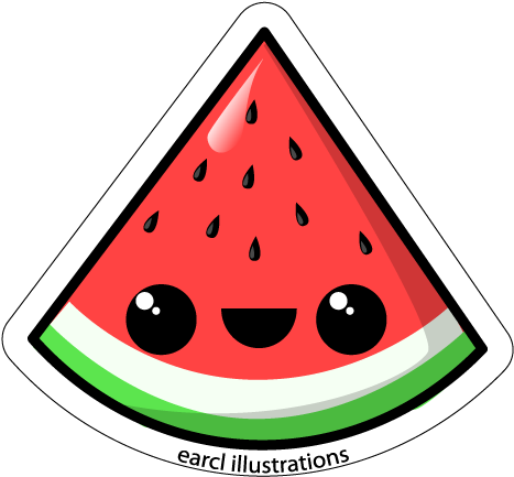 Watermelon Clipart Cute - Kawaii Watermelon (477x444)