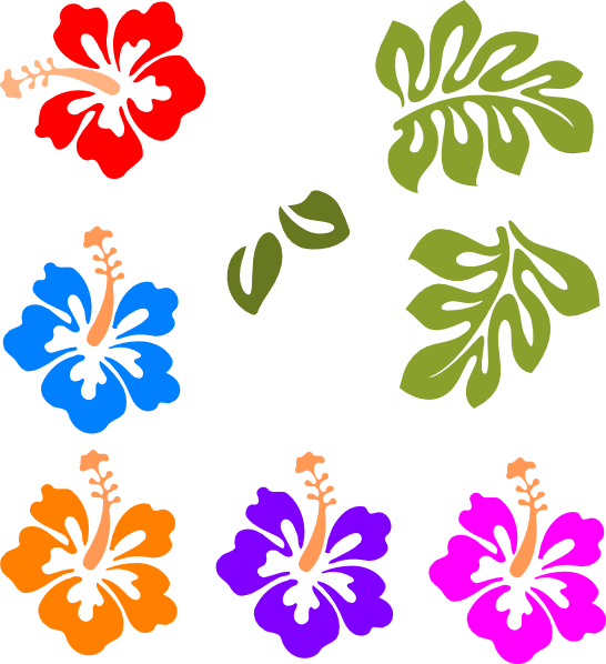 Tropical Clip Art - Hawaiian Flowers Clip Art (546x598)
