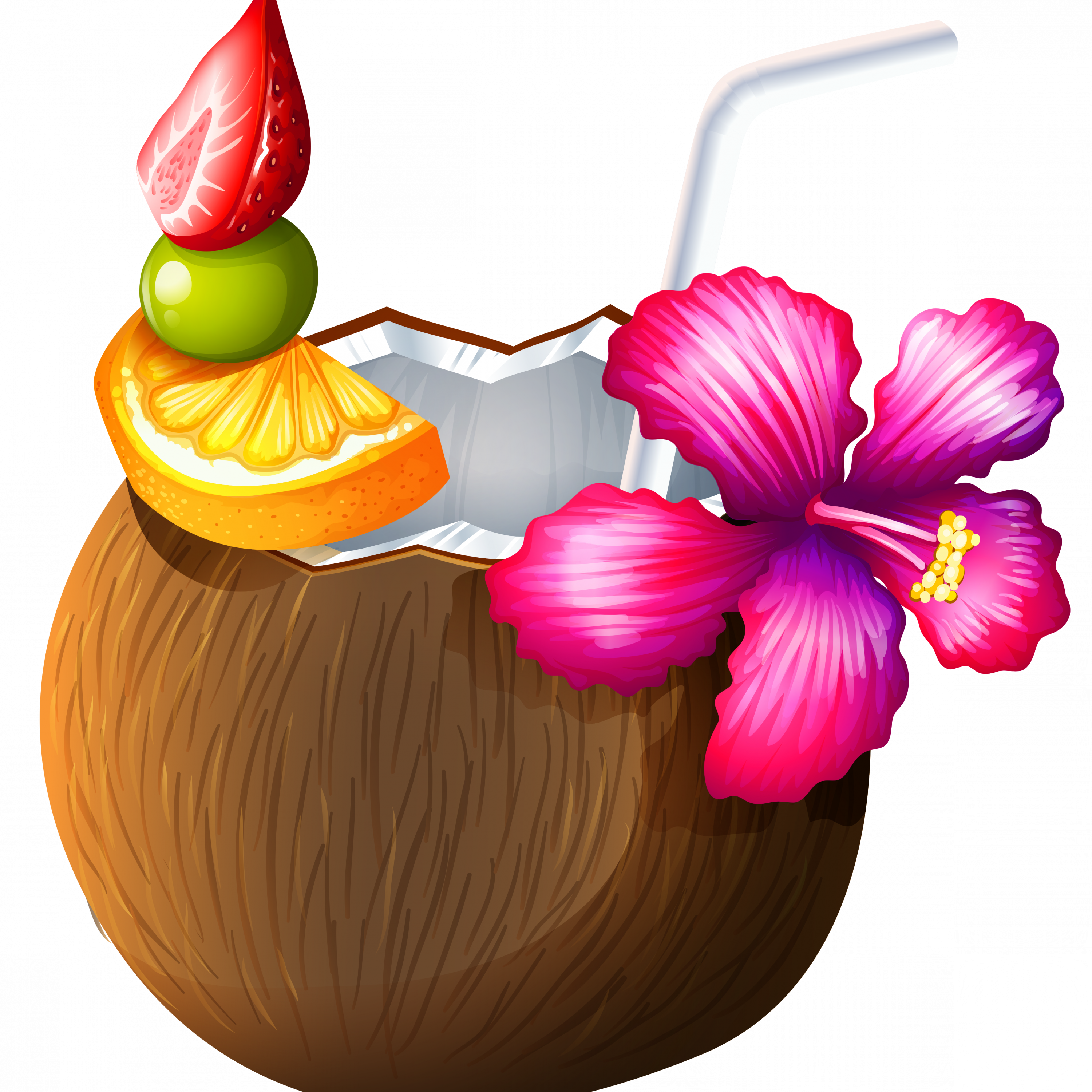 Coconut Clipart Safari - Coconut Drink Clip Art (3000x3000)