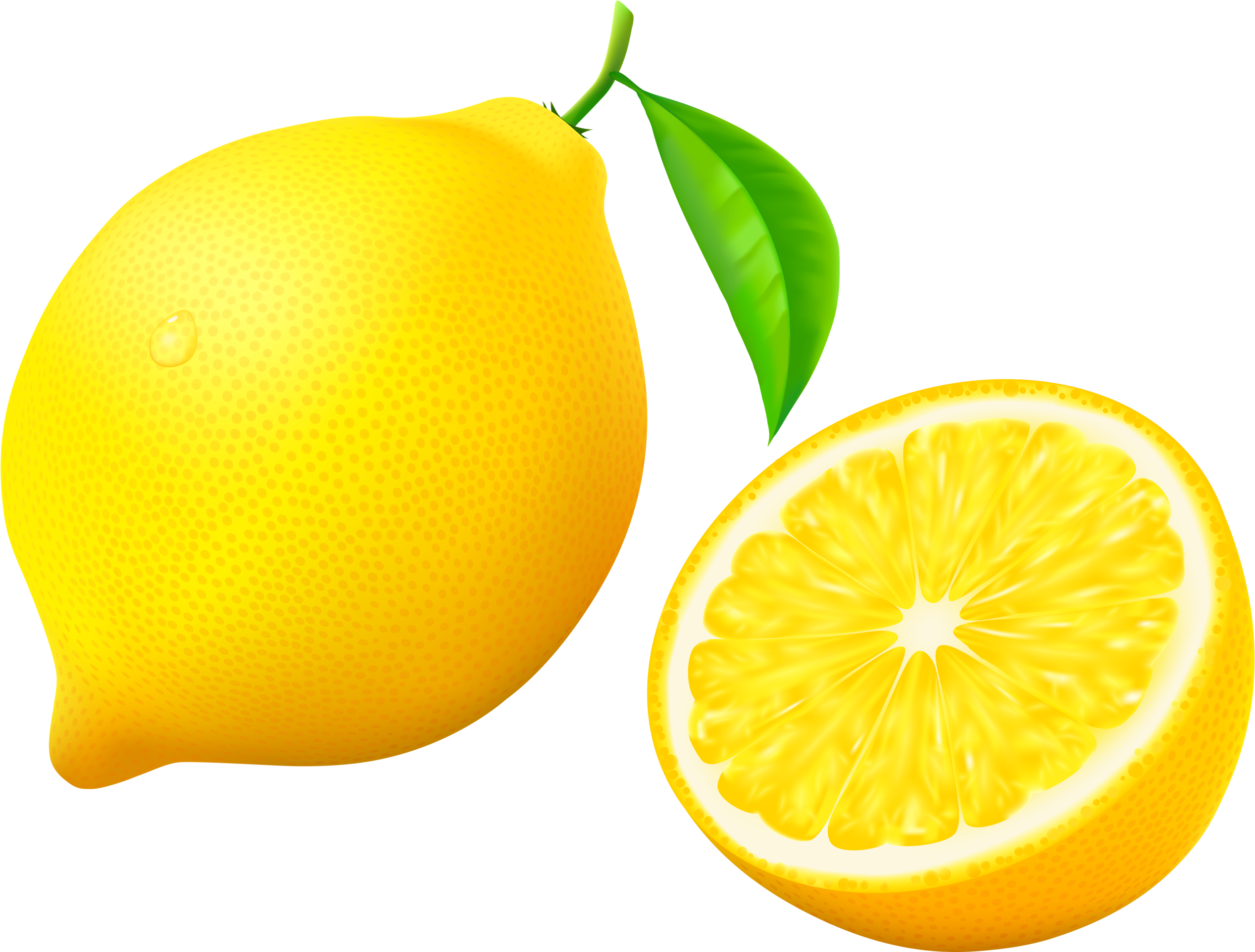 Lemon With Half And Flower On White Background [преобразованный] - Lemon Clipart (2560x1924)