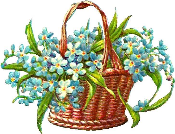 Wicker - Clipart - Basket Of Flowers Clipart Png (976x789)