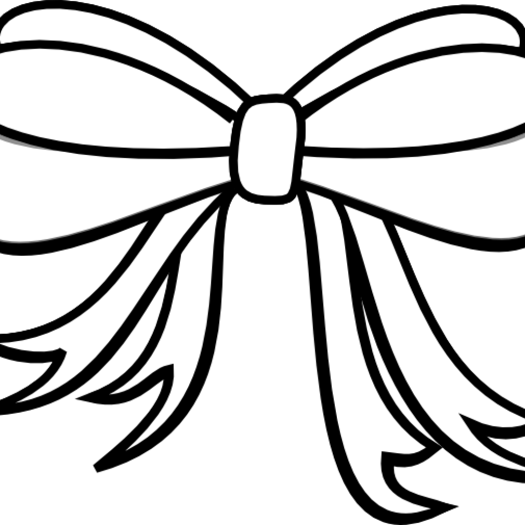 Bow Clipart Black And White Black And White Present - White (1024x1024)
