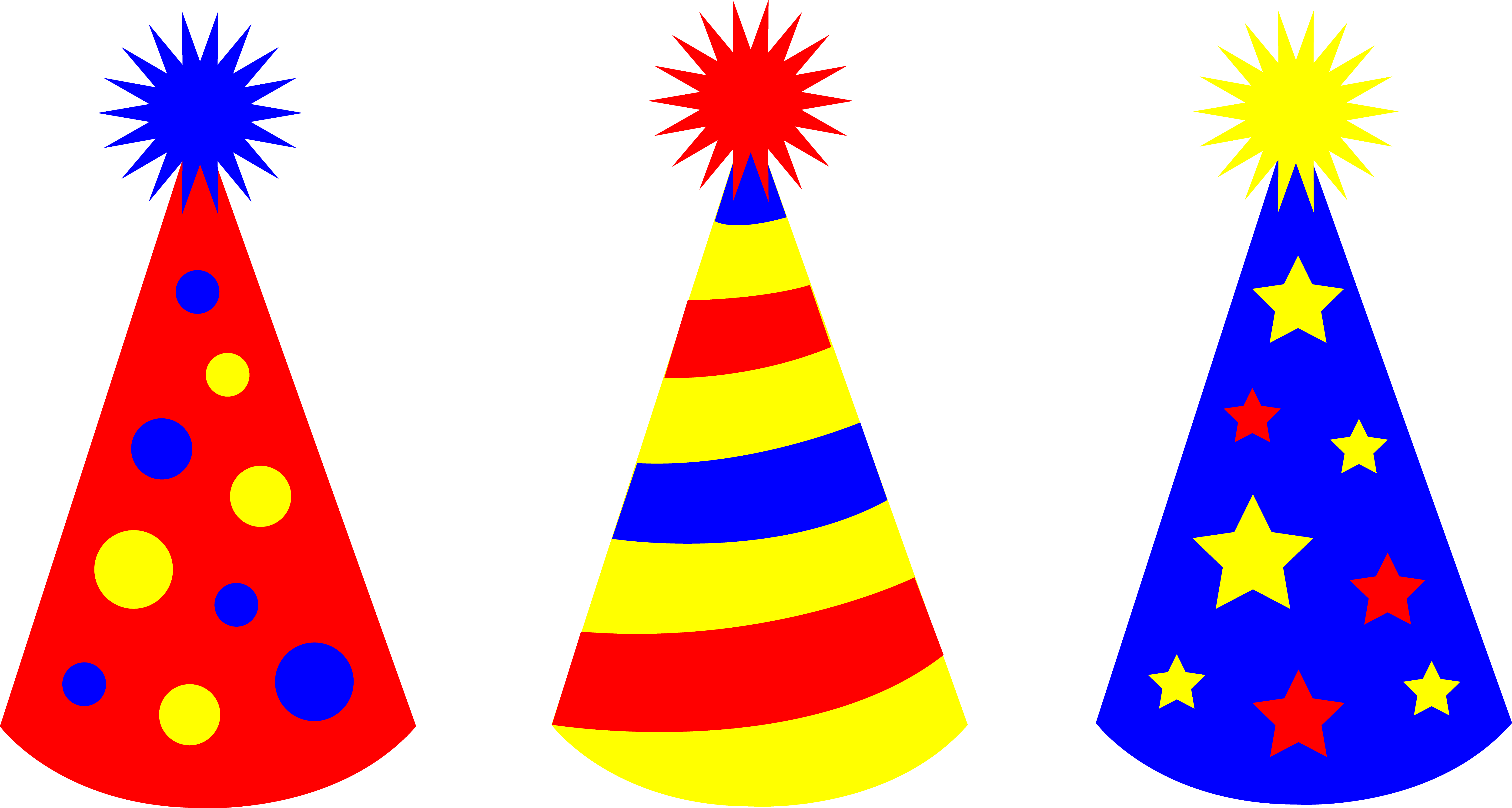 Birthday Hat Clipart - Party Hat Clip Art (6500x3476)