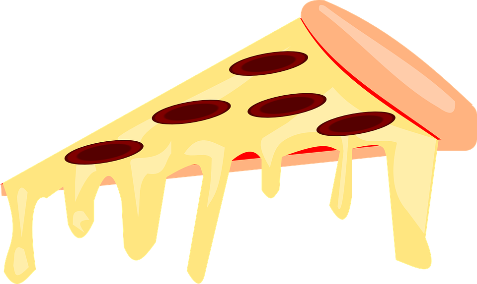 Pizza Slice Cheesy Cheese Delicious Food P - Fatia De Pizza Desenho Png (960x573)